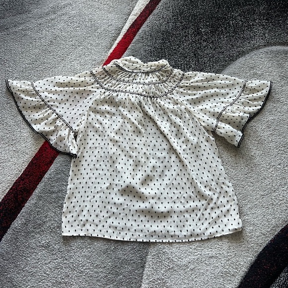 Max Studio Neck Tie Flare Sleeve Chiffon Blouse - Picture 4 of 4